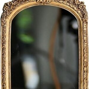 10” x 7” Small Gold Vintage Wall Mirror, Antique Gold Resin Baroque Mirror, Decorative Hanging & Tabletop Mirror