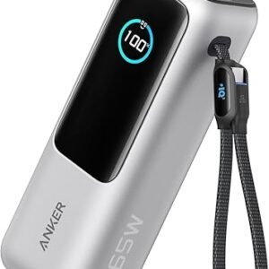 Anker Laptop Power Bank, 25,000mAh Portable Charger with Triple 100W USB-C Ports, Built-in and Retractable Cables, for iPhone 16/15 Series, MacBook, Samsung, and More (Flight-Approved)