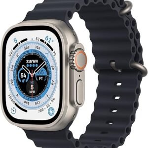 Apple Watch Ultra [GPS + Cellular 49mm] Titanium Case with Midnight Ocean Band, One Size (Renewed)