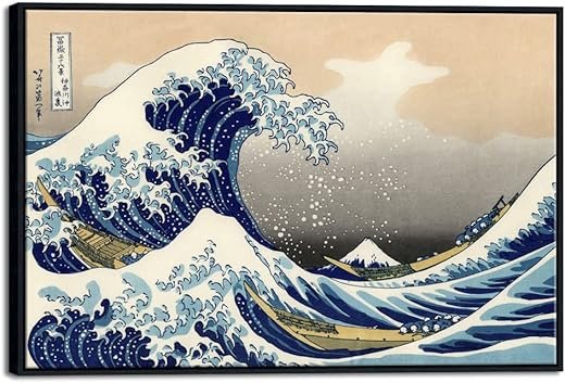 Framed Canvas Art of Ocean Waves